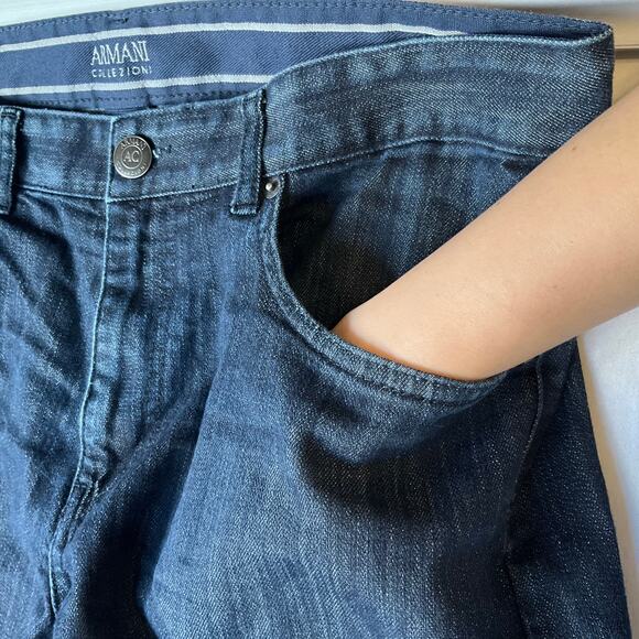 Armani Collezioni Men Jeans size 34 Blue Mid Rise Stretch Boot Cut Slim Straight - Picture 7 of 11